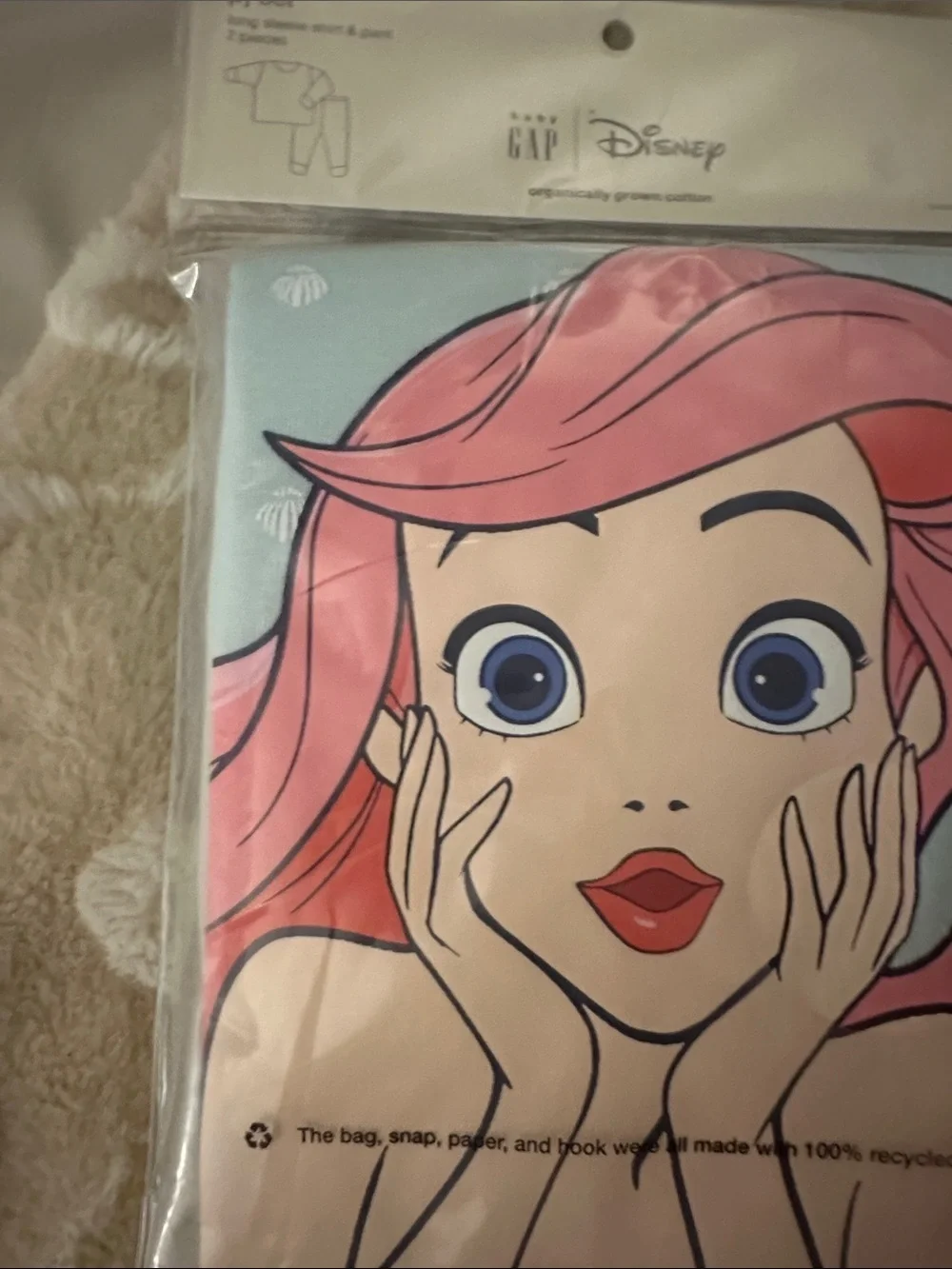 GapxDisney Organic Brushed Cotton PJ Set Ariel Little Mermaid Princess - NWT